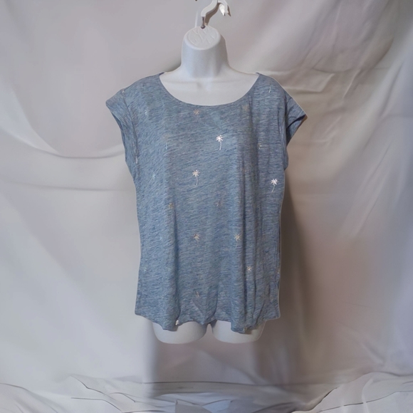 Tommy Bahama Tops - Tommy Bahama Linnea Twist Palm Tree Print Linen Tee
